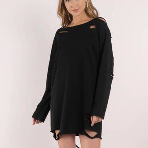Black distressed sweater dress